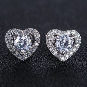 🍁 Lovely Round Dainty Zircon Hollow Heart Earrings for Women, UNVN12424